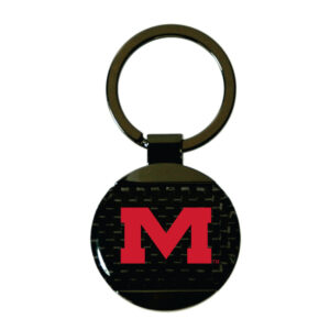 OLE MISS REBELS KEYCHAIN CARBON FIBER ROUND
