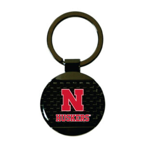 NEBRASKA CORNHUSKERS KEYCHAIN CARBON FIBER ROUND