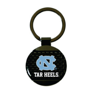 NORTH CAROLINA TAR HEELS KEYCHAIN CARBON FIBER ROUND
