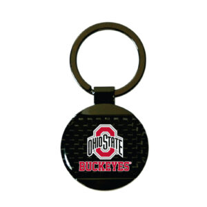 OHIO STATE BUCKEYES KEYCHAIN CARBON FIBER ROUND