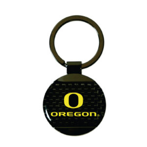 OREGON DUCKS KEYCHAIN CARBON FIBER ROUND