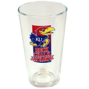 KANSAS JAYHAWKS PINT GLASS DOT PATTERN