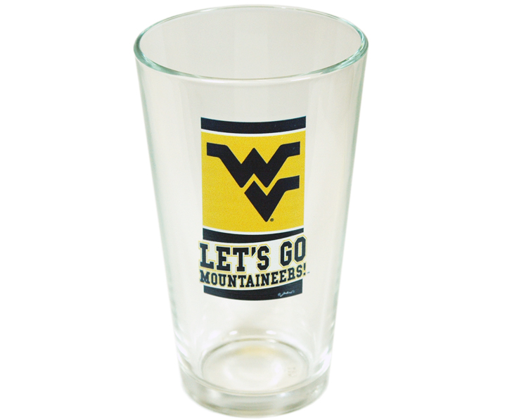 WEST VIRGINIA MOUNTAINEERS PINT GLASS DOT PATTERN
