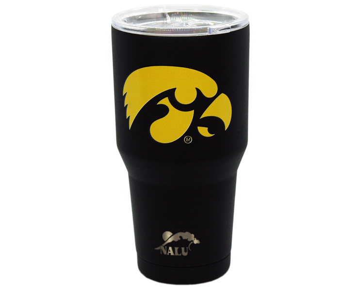 IOWA HAWKEYES MUG TUMBLER SS NALU BLK (30oz)
