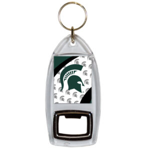 MICHIGAN STATE SPARTANS KEYCHAIN LUCITE BTL OPENER VORTEX