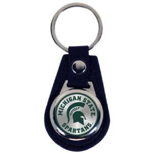 MICHIGAN STATE SPARTANS KEYCHAIN LEATHER TEAR DROP DOME