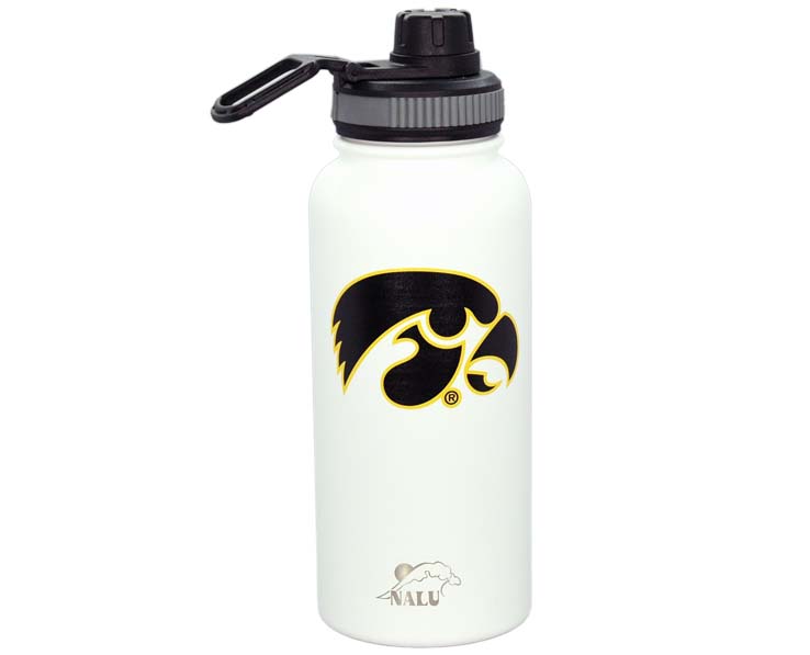 IOWA HAWKEYES MUG TUMBLER SS NALU WATER BTL WHT (36oz)