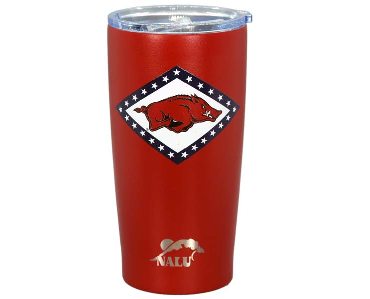 ARKANSAS RAZORBACKS MUG TUMBLER SS DK RED RH/FLAG (20oz)