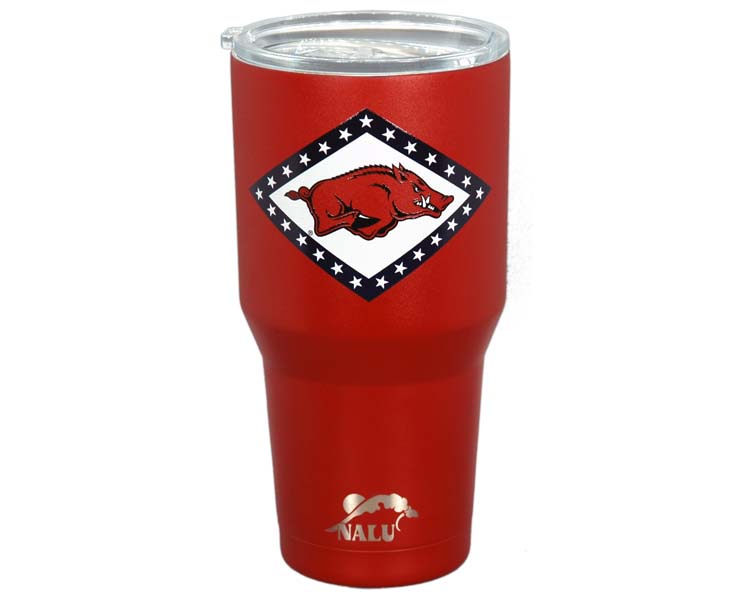 ARKANSAS RAZORBACKS MUG TUMBLER SS DK RED RH/FLAG (30oz)