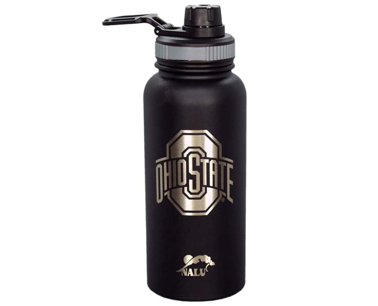 OHIO STATE BUCKEYES MUG TUMBLER SS WATER BTL BLK ETCHED (36oz)