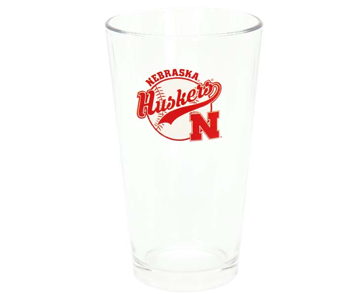 NEBRASKA CORNHUSKERS DRINKWARE PINT GLASS BASEBALL