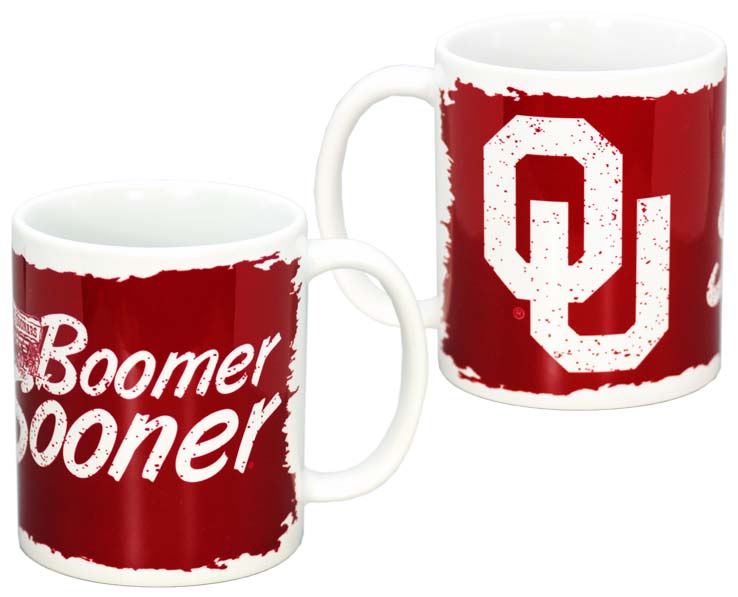 OKLAHOMA SOONERS MUG CERAMIC TORN DESIGN