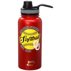 OKLAHOMA SOONERS MUG TUMBLER SS WATER BTL RED SOFTBALL  (36oz)