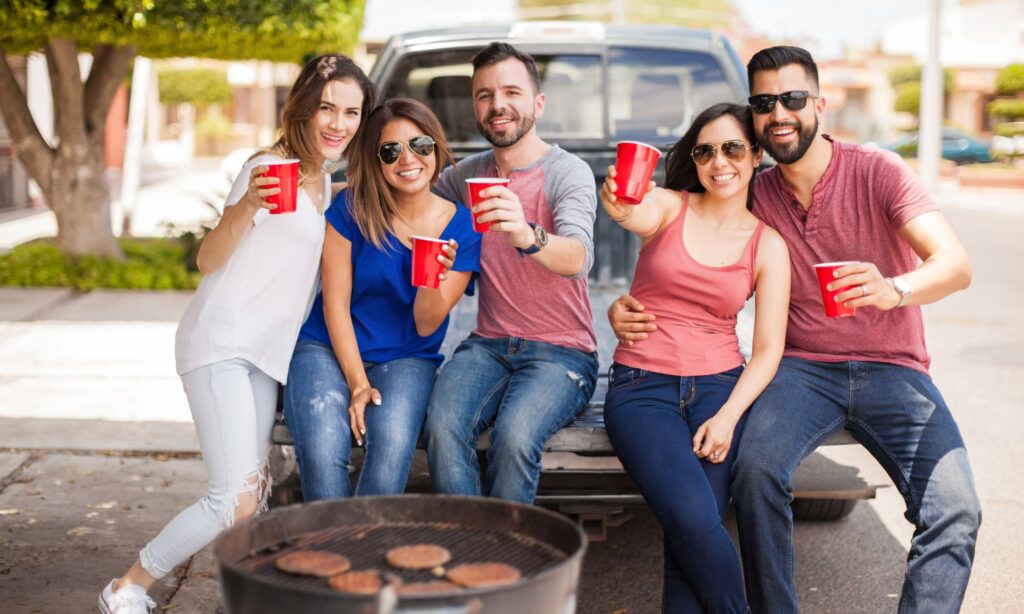 friends at a tailgate party