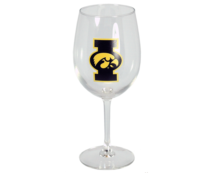 IOWA HAWKEYES DRINKWARE WINE GLASS (12OZ)