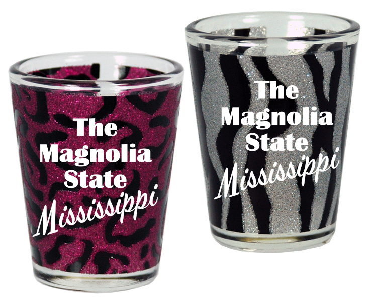 MISSISSIPPI SHOTGLASS WILD ANIMAL PRINT STATE MOTTO