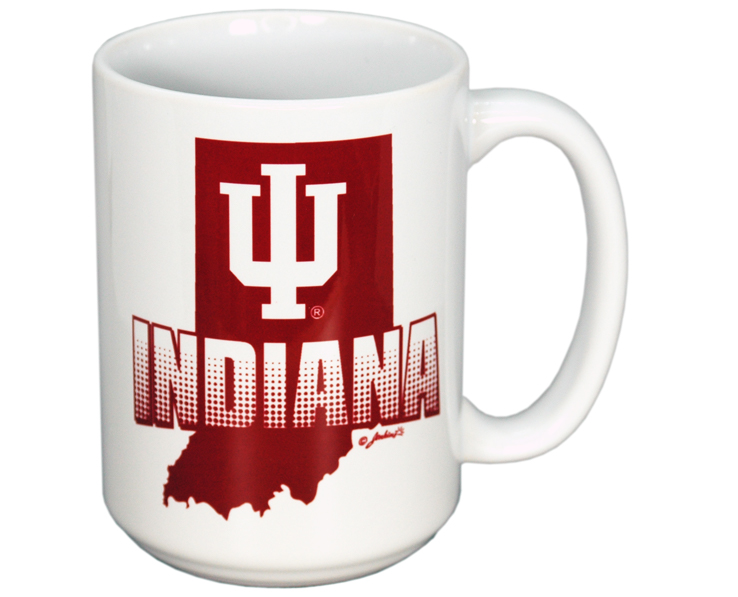 INDIANA HOOSIERS MUG CERAMIC GRANDE ST MAP & LOGO (15oz)