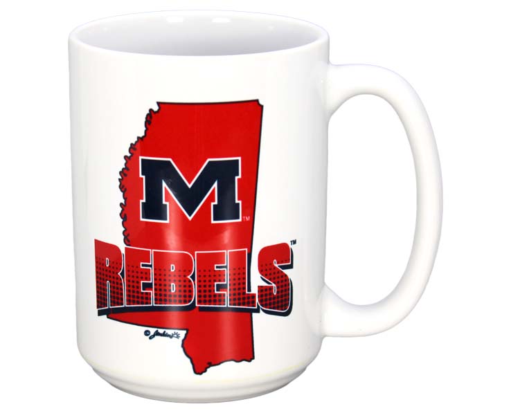 OLE MISS REBELS MUG CERAMIC GRANDE ST MAP & LOGO (15oz)