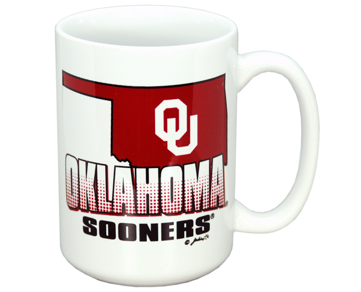 OKLAHOMA SOONERS MUG CERAMIC GRANDE ST MAP & LOGO (15oz)