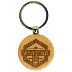 WYOMING KEYCHAIN WOOD RD LASER HEXAGON
