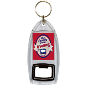 WYOMING KEYCHAIN LUCITE BTL OPENER LABEL