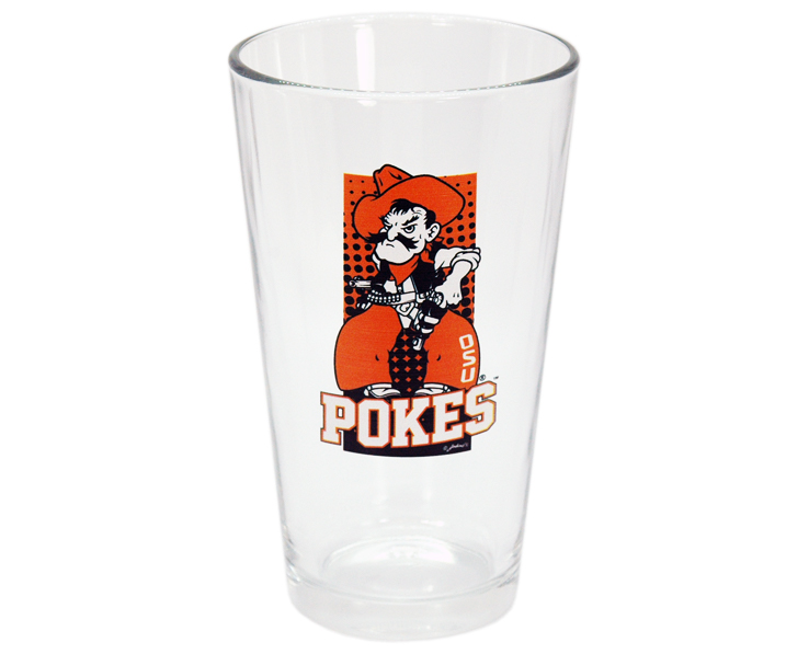 OKLAHOMA STATE COWBOYS DRINKWARE PINT GLASS DOT PATTERN (16oz)