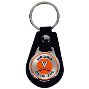VIRGINIA CAVALIERS KEYCHAIN LEATHER TEAR DROP DOME