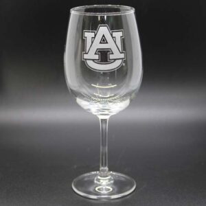 AUBURN TIGERS DRINKWARE WINE GLASS PEDESTAL ETCHED (12oz)