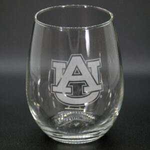 AUBURN TIGERS DRINKWARE WINE GLASS STEMLESS ETCHED (12oz)