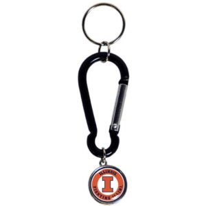 ILLINOIS FIGHTING ILLINI KEYCHAIN CARABINER DOMED CHARM