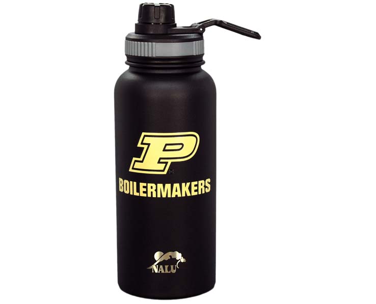 PURDUE BOILERMAKERS MUG TUMBLER SS WATER BTL BLK (36oz)