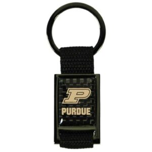 PURDUE BOILERMAKERS KEYCHAIN CARBON FIBER RECT