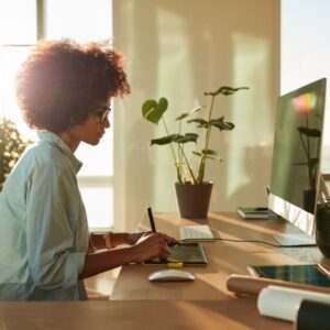 Woman designing custom orders