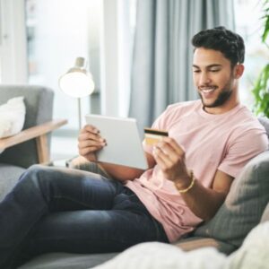 Man shopping online