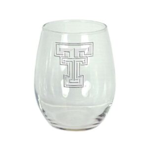 TEXAS TECH RED RAIDERS DRINKWARE WINE GLASS STEMLESS ETCHED