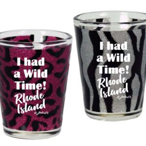 RHODE ISLAND SHOTGLASS WILD ANIMAL PRINT GLITTER 2/A