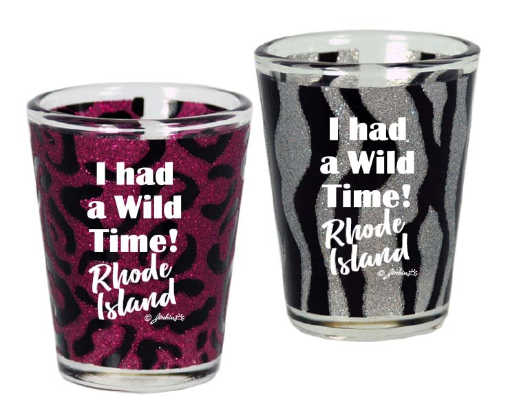 RHODE ISLAND SHOTGLASS WILD ANIMAL PRINT GLITTER 2/A
