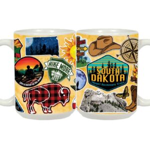 SOUTH DAKOTA MUG CERAMIC GRANDE LUGGAGE STICKER DSG (15oz)