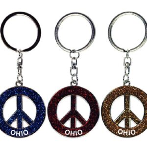 OHIO KEYCHAIN GLITTER PEACE SYMBOL 3 ASST