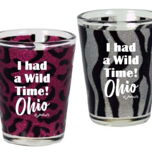 OHIO SHOTGLASS WILD ANIMAL PRINT GLITTER 2/A