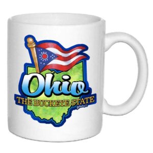 OHIO MUG CERAMIC MAP/FLAG (11oz)