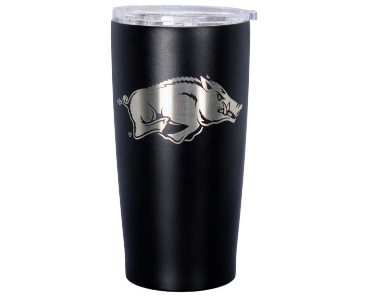 ARKANSAS RAZORBACKS MUG TUMBLER SS BLK ETCHED RH (20oz)