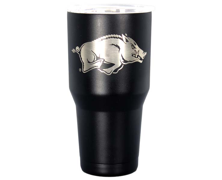 ARKANSAS RAZORBACKS MUG TUMBLER SS BLK ETCHED RH (30oz)