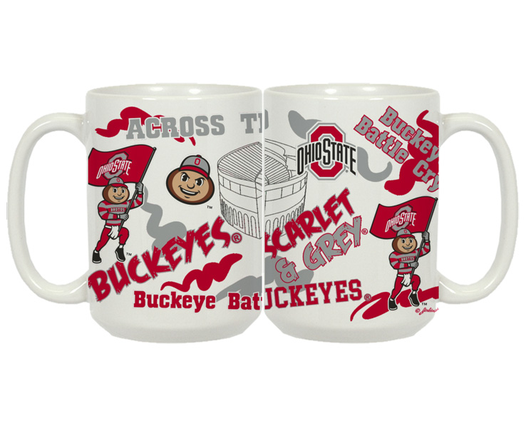 OHIO STATE BUCKEYES MUG CERAMIC GRANDE CAMPUS SYMBOLS