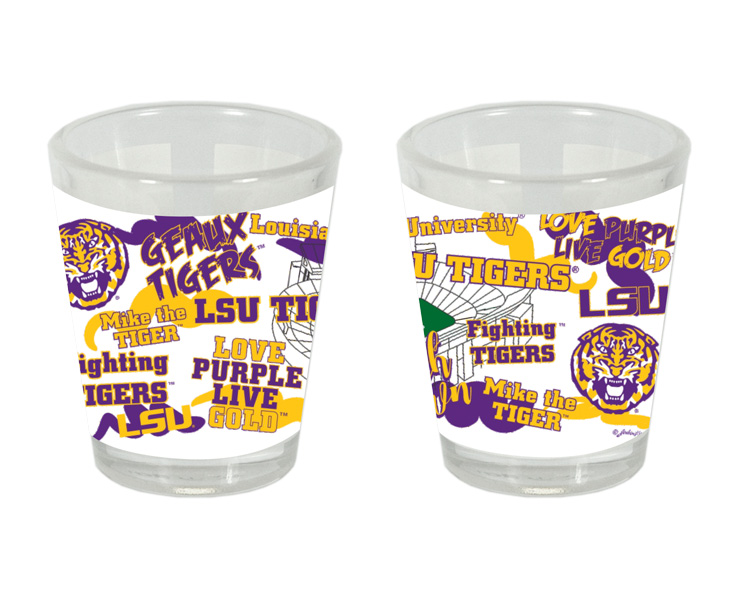 LSU TIGERS SHOTGLASS CAMPUS SYMBOLS