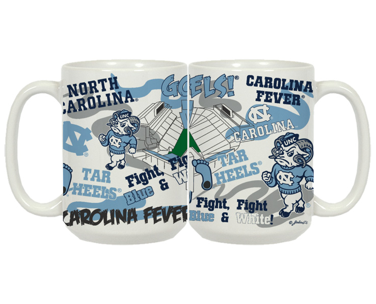NORTH CAROLINA TAR HEELS MUG CERAMIC GRANDE CAMPUS SYMBOLS