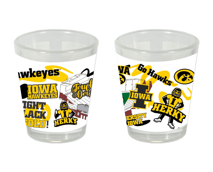 IOWA HAWKEYES COLLECTORS GLASS CAMPUS SYMBOLS