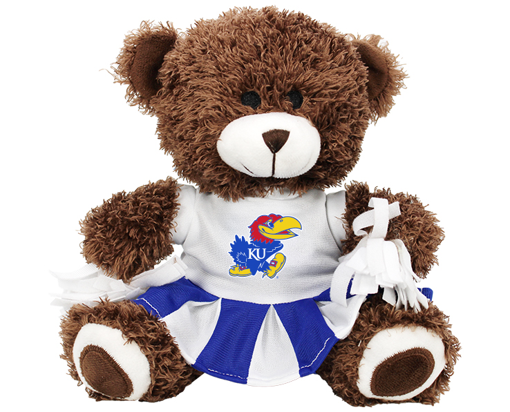 KANSAS JAYHAWKS PLUSH BEAR CHEERLEADER W DRESS BLUE