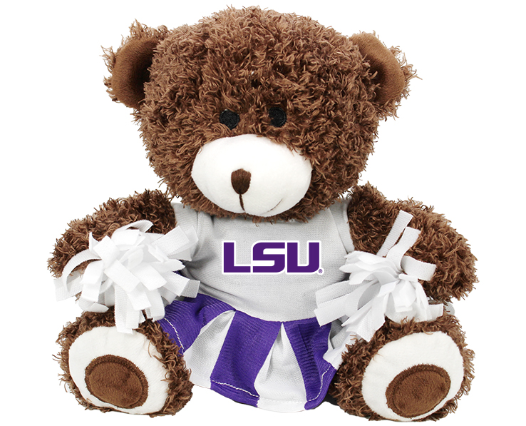 LSU TIGERS PLUSH BEAR CHEERLEADER W DRESS PURPLE