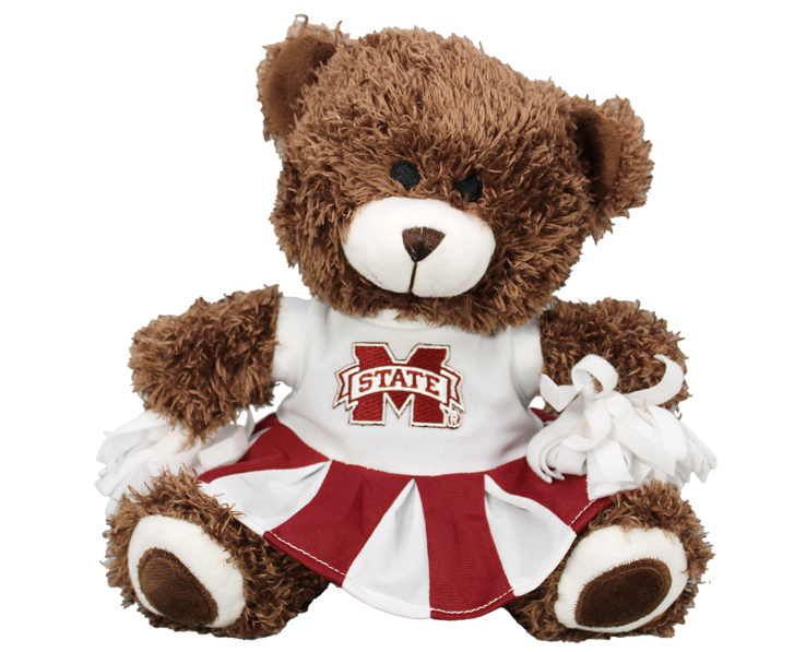 MISSISSIPPI STATE BULLDOGS PLUSH BEAR CHEERLEADER W DRESS CRIM